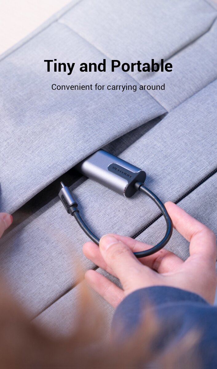 Адаптер Vention USB-C to Gigabit Ethernet Adapter 0.15M Gray Aluminum Alloy Type (CFNHB)