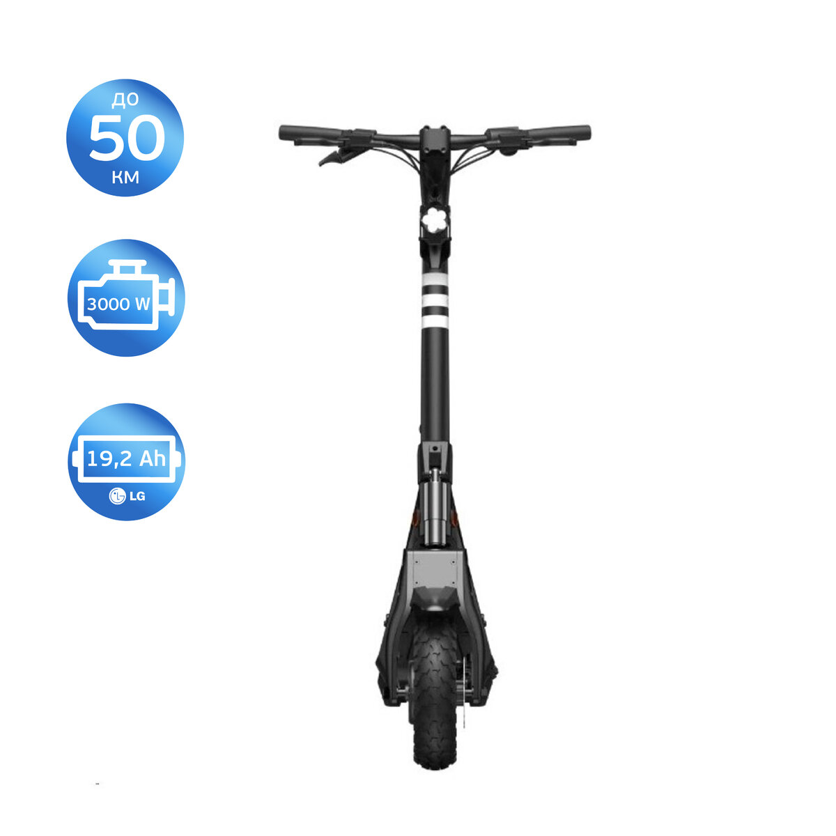 Електросамокат OKAI ES800 Panther Off-Road Black 12", 1500(3000)W, Dual Motor, 19.2Ah, 50km, 60kmh, 35%, NFC, App, 43kg