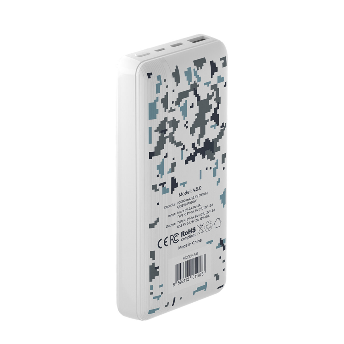 Зовнішній акумулятор Mibrand "4.5.0" 20000mAh 20W Snow leopard