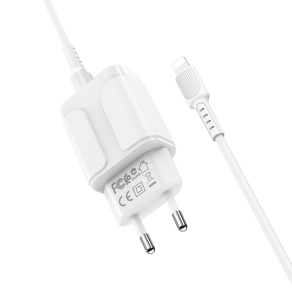 Мережевий зарядний пристрій BOROFONE BA37A Speedy dual port charger(Lightning)  White