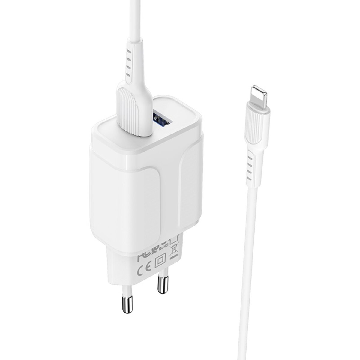 Мережевий зарядний пристрій BOROFONE BA37A Speedy dual port charger(Lightning)  White