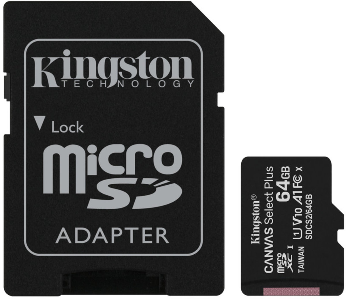 Карта пам'яті microSDXC (UHS-1) Kingston Canvas Select Plus 64Gb class 10 А1 (R-100MB/s) (adapter SD)