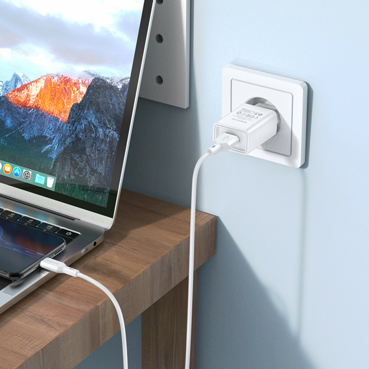 Мережевий зарядний пристрій BOROFONE BA68A Glacier single port charger White