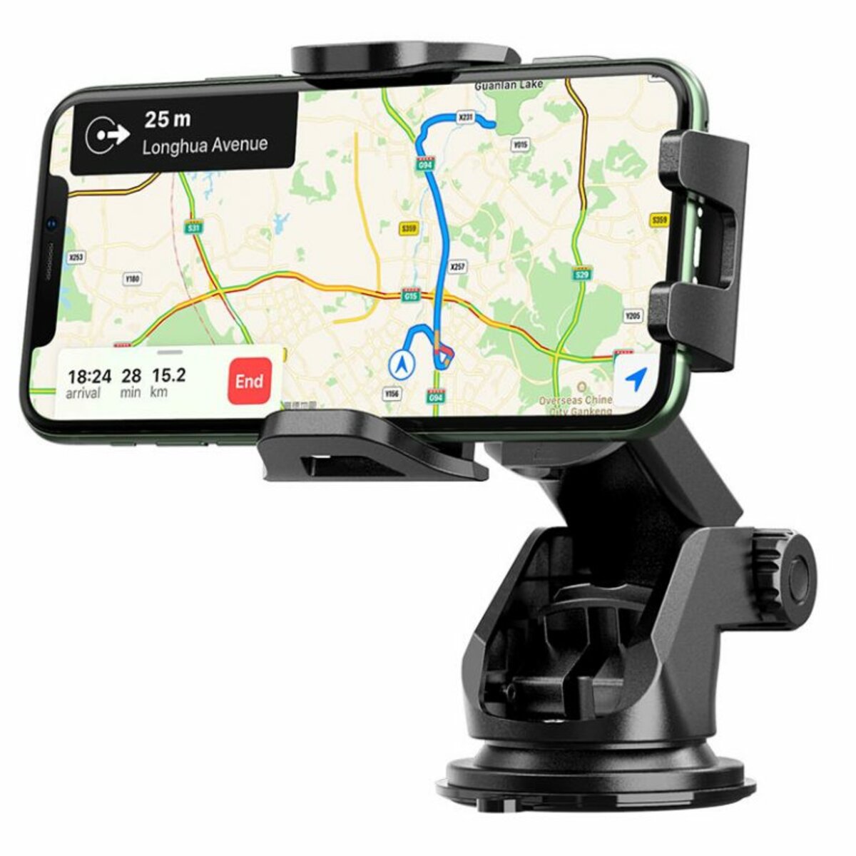 Автотримач для телефона HOCO CA76 Touareg one-touch center console car holder Black