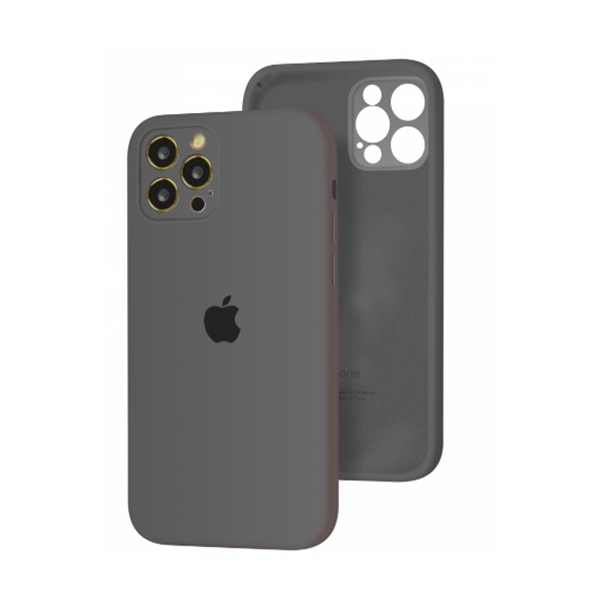 Чехол Soft Touch для Apple iPhone 12/12 Pro Dark Grey with Camera Lens Protection Square