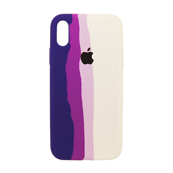 Чохол Silicone Cover Full Rainbow для iPhone X/XS Dark Violet/White