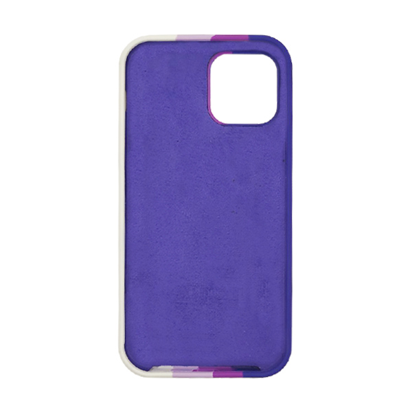 Чохол Silicone Cover Full Rainbow для iPhone 12/12 Pro Dark Violet/White