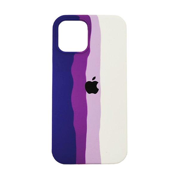 Чохол Silicone Cover Full Rainbow для iPhone 12/12 Pro Dark Violet/White