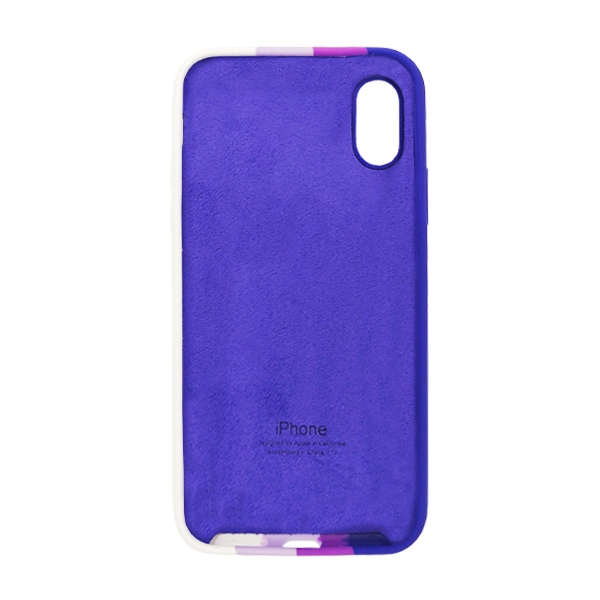 Чохол Silicone Cover Full Rainbow для iPhone X/XS Dark Violet/White