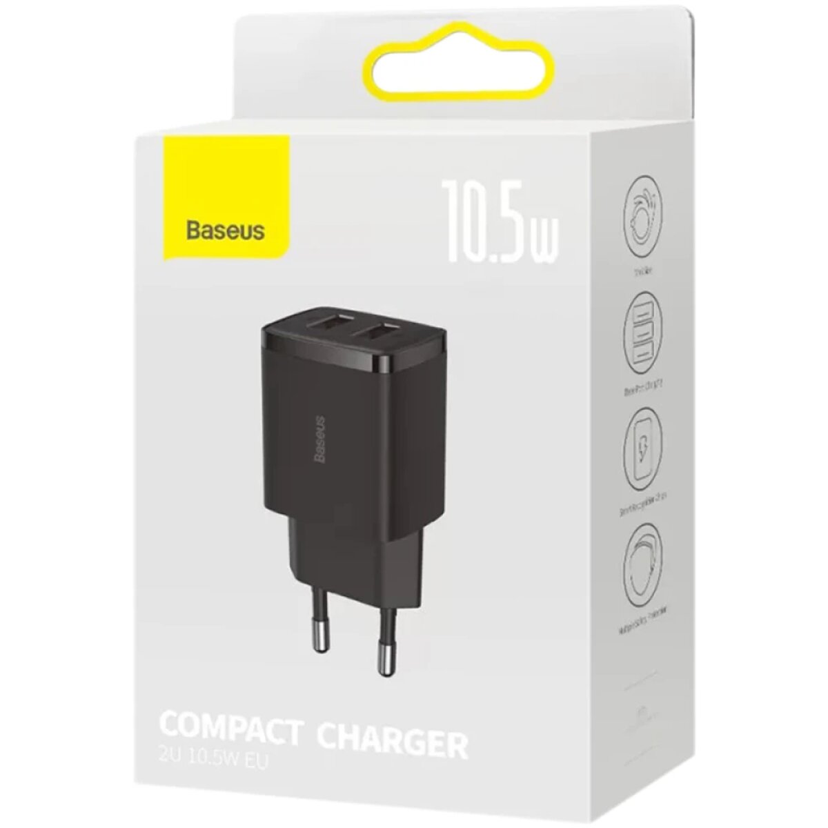 Мережевий зарядний пристрій Baseus Compact Charger 2U 10.5W EU Black