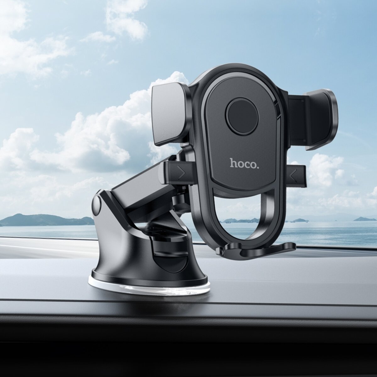 Автотримач для телефона HOCO H5 Integrity one-key car holder(center console) Black