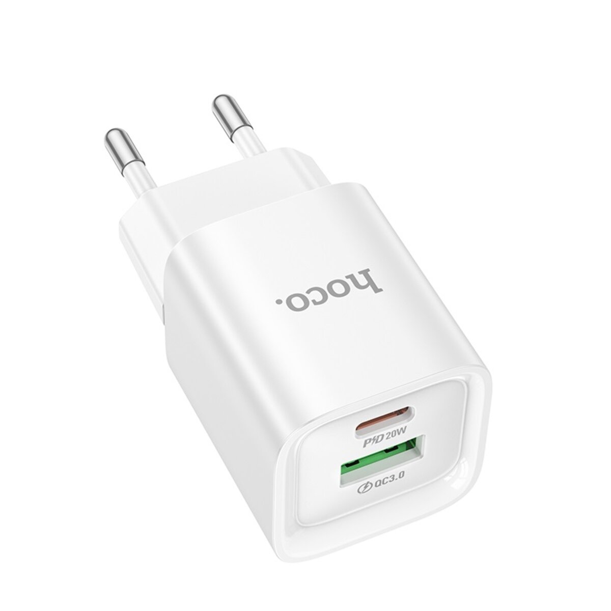 Мережевий зарядний пристрій HOCO C147A Charm PD20W+QC3.0 charger (EU) White