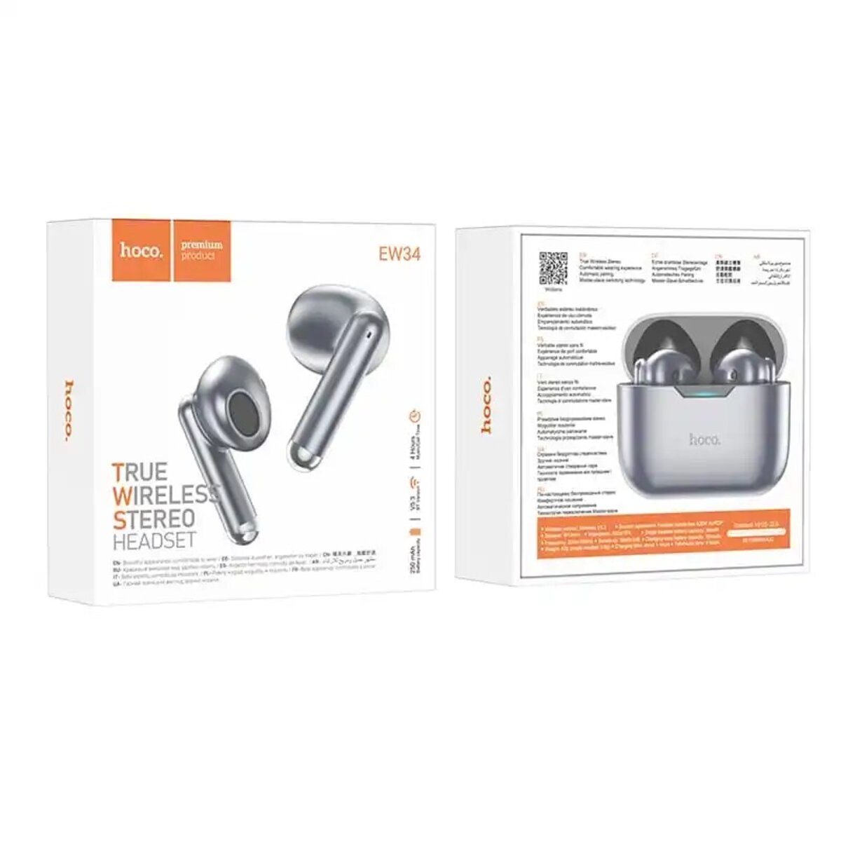 Навушники HOCO EW34 Full true wireless BT headset Metal Gray