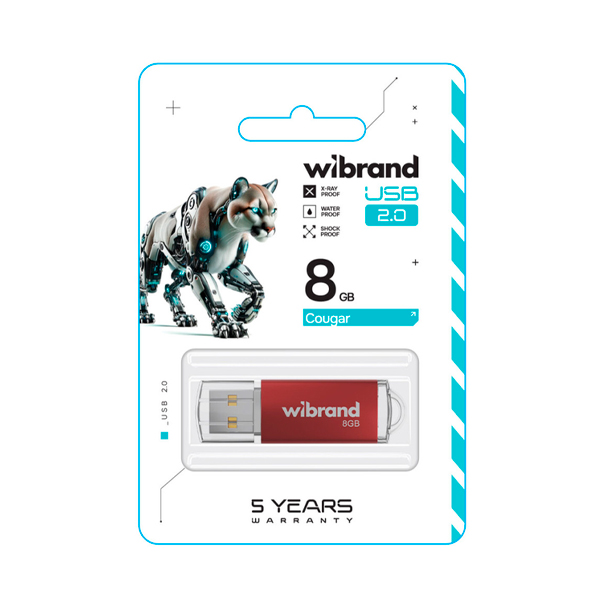 Флешка Wibrand 8GB Cougar USB 2.0 Red (WI2.0/CU8P1R)