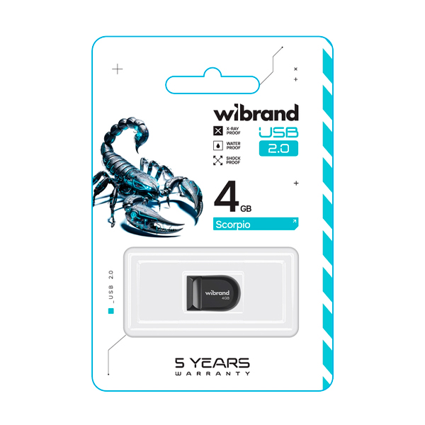 Флешка Wibrand 4GB Scorpio USB 2.0 Black (WI2.0/SC4M3B)