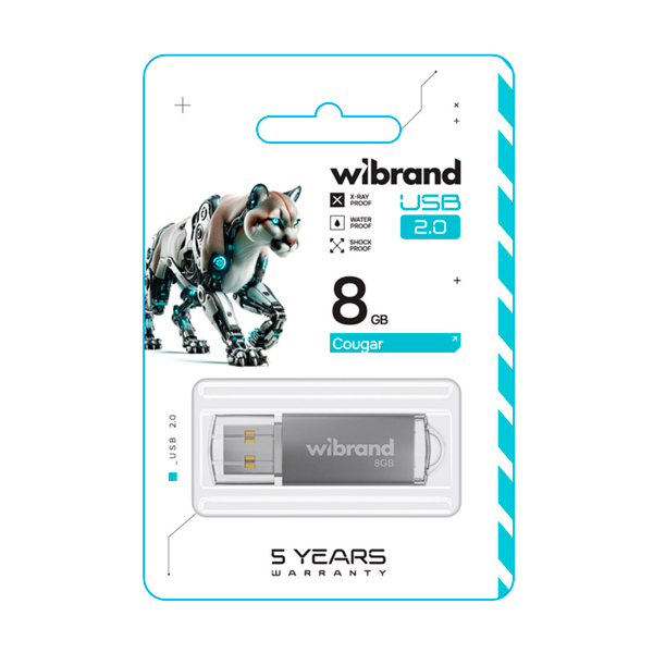 Флешка Wibrand 8GB Cougar USB 2.0 Silver (WI2.0/CU8P1S)