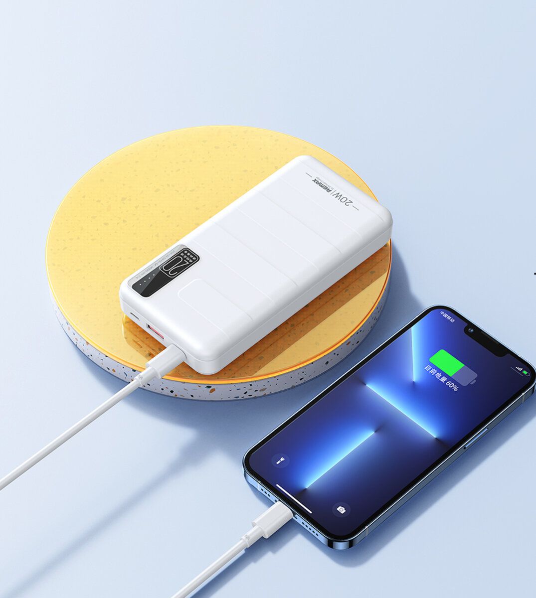 Зовнішній акумулятор REMAX Noah Series 20W+22.5W PD+QC Fast Charging Power Bank 20000mAh RPP-316 White