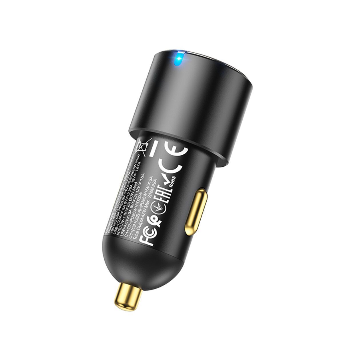 Автомобільний зарядний пристрій HOCO NZ6 PD45W 3-port(2C1A) car charger Black