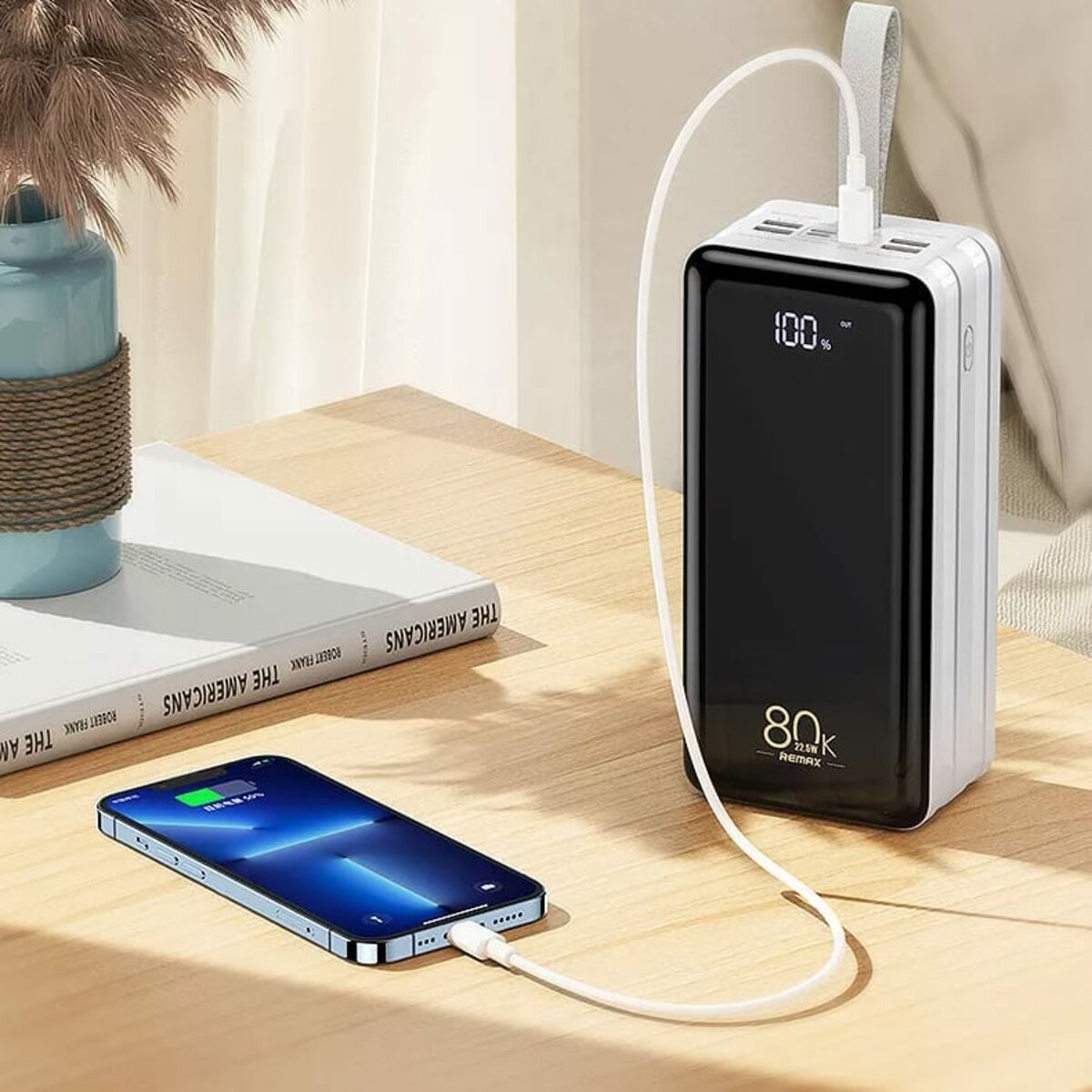 Зовнішній акумулятор REMAX Chinen Series 22.5W  PD+QC  Multi-compatible Fast Charging Power Bank with LED Light  80000mAh RPP-291 White