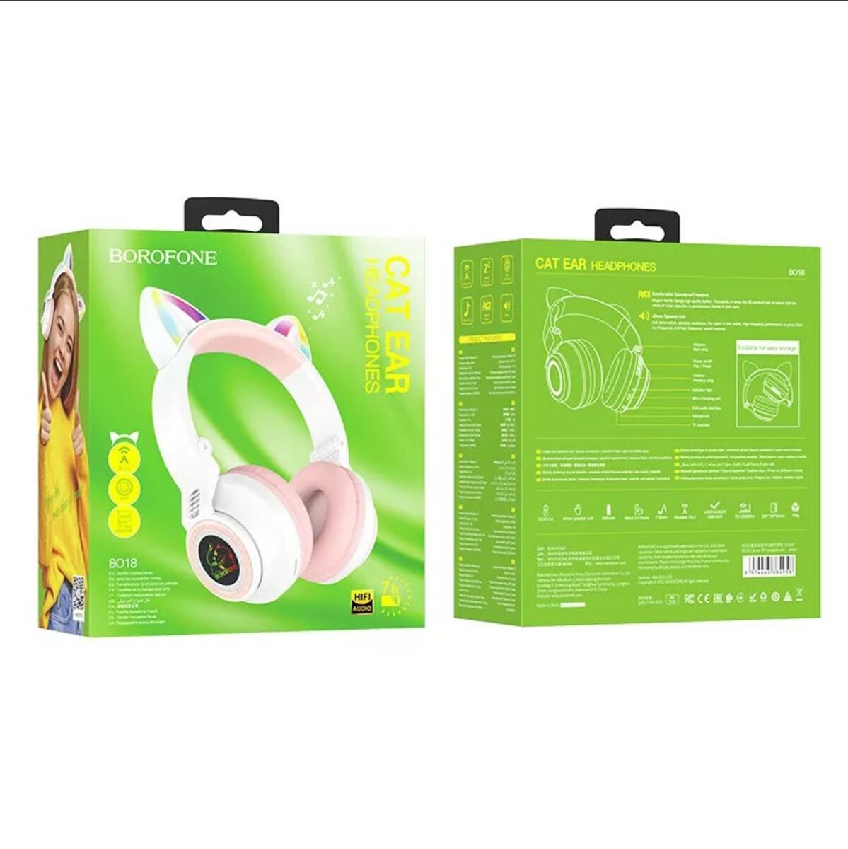 Бездротові навушники BOROFONE BO18 Cat ear BT headphones White