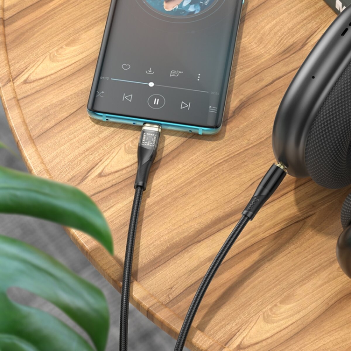 Аудіокабель HOCO UPA25 Transparent Discovery Edition Digital audio conversion cable Type-C Black