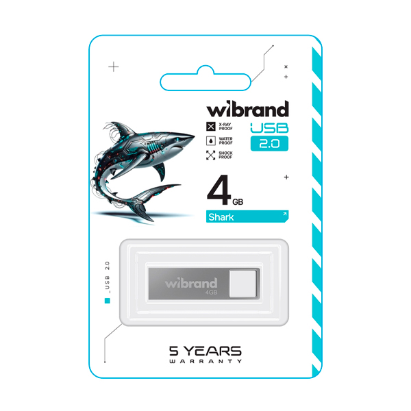 Флешка Wibrand 4GB Shark USB 2.0 Silver (WI2.0/SH4U4S)