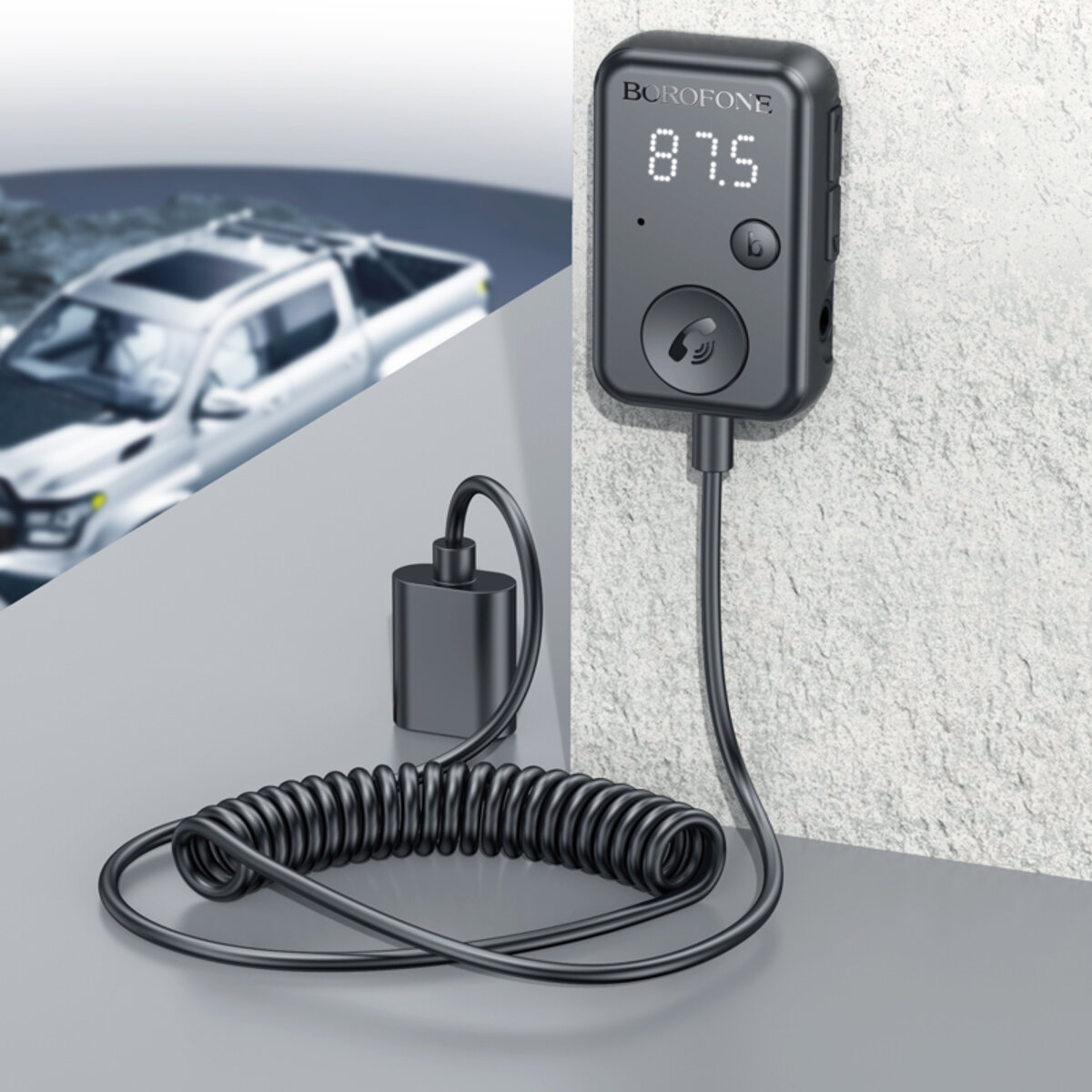 Bluetooth-ресивер BOROFONE BC49 June car BT FM transmitter Black