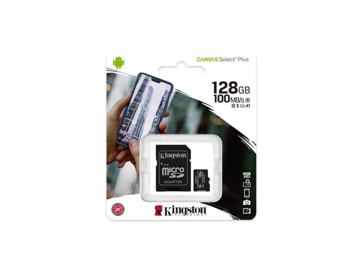 Карта пам'яті microSDXC (UHS-1) Kingston Canvas Select Plus 128Gb class 10 А1 (R-100MB/s) (adapter SD)