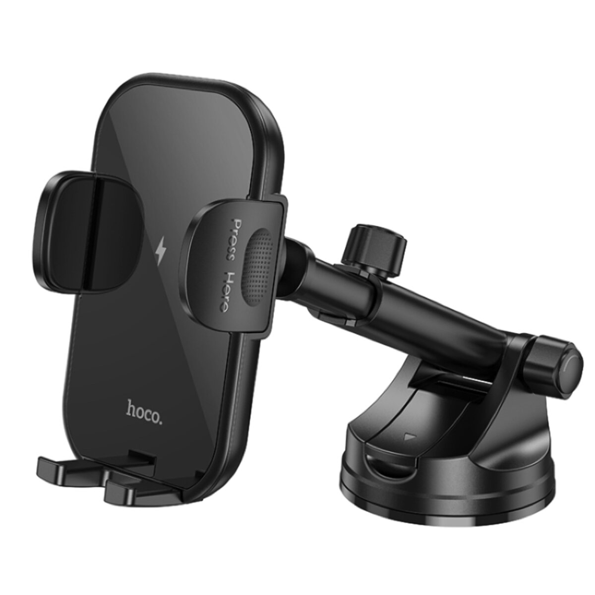 Автотримач для телефона з БЗП HOCO HW5 Journey wireless fast charging car holder(center console) Black