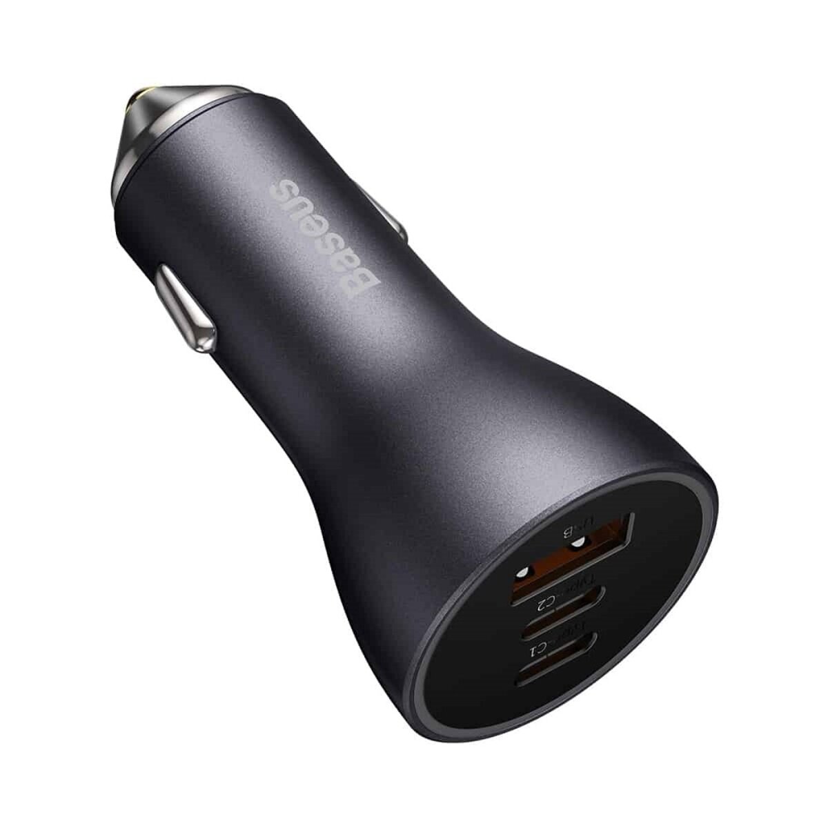Автомобільний зарядний пристрій Baseus Golden Contactor Pro Triple Fast Charger Car Charger 65W U+C+C Dark Gray