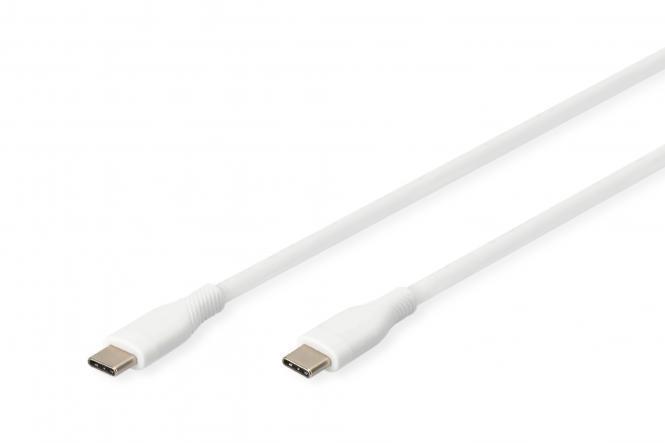Кабель для зарядки USB-C, USB-C - USB-C 2 м, USB 2.0, 60W, силіконовий, білий AK-300341-020-W DIGITUS by ASSMANN