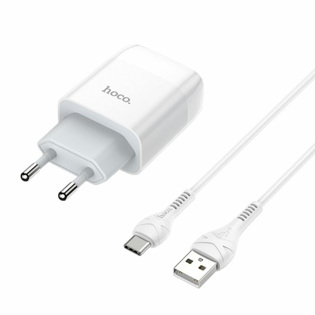 Мережевий зарядний пристрій HOCO C73A Glorious dual port charger set(Type-C) 12W White