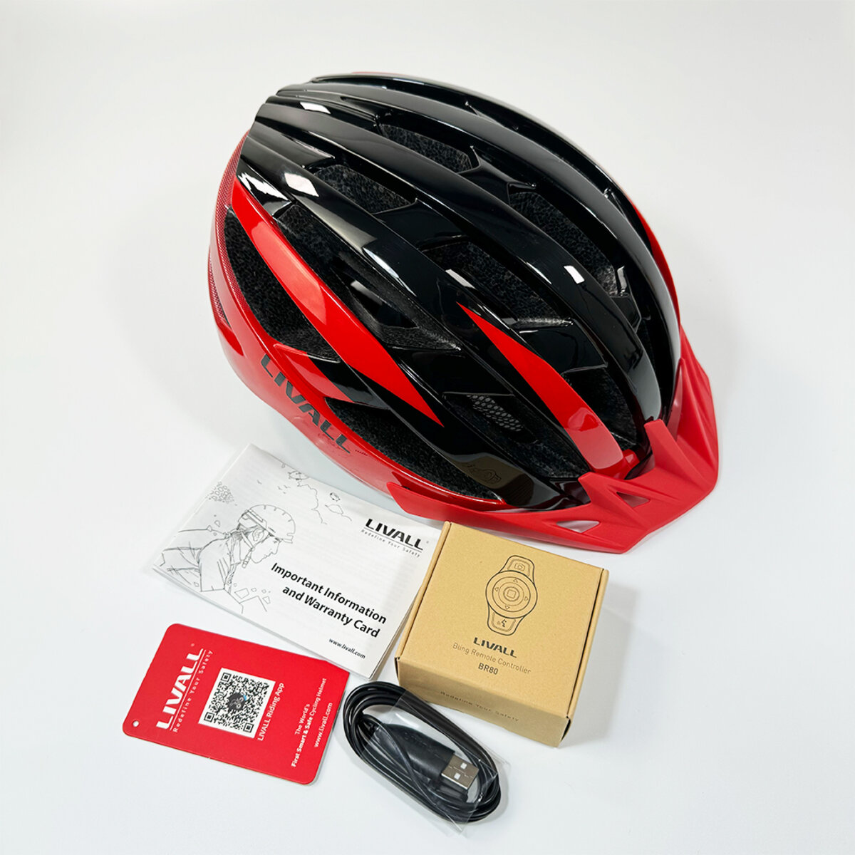 Захисний шолом Livall MT1 NEO (M) Black/Red (54-58см), акустика, мікрофон, сигнали поворотів та стопів, додаток, пульт BR80, Bluetooth