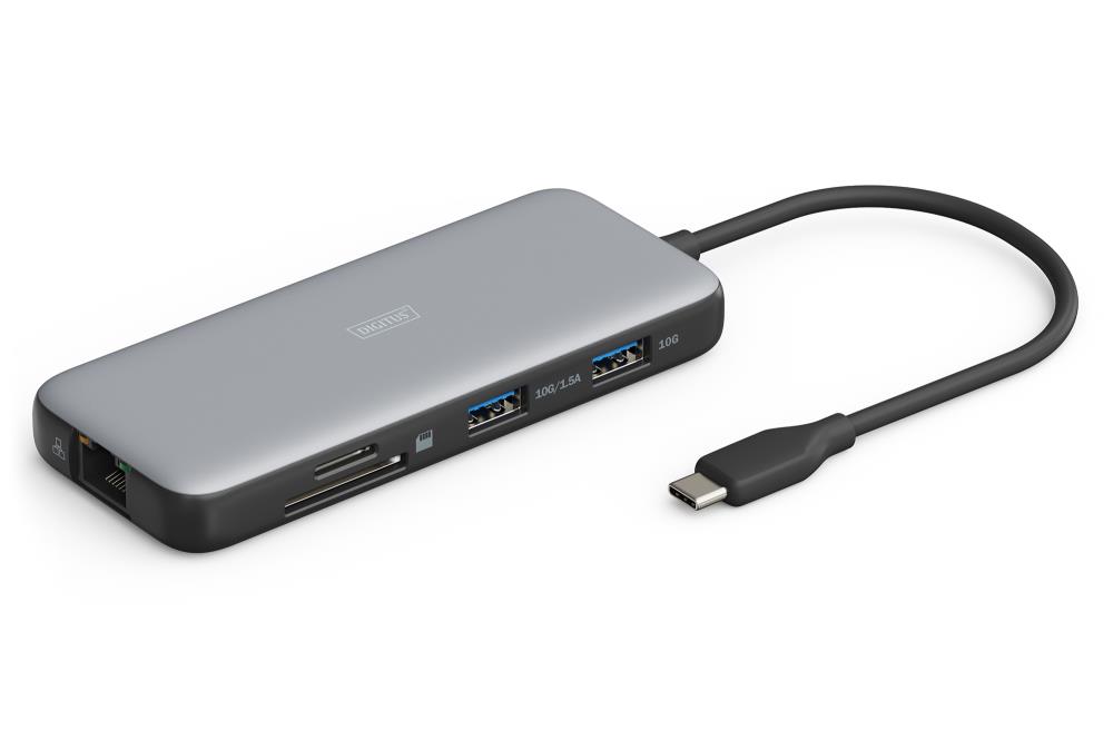 Док-станція USB-C, 8 портів, 2xHDMI, 3xUSB3.0, 1xRJ45, 1xSD, 1xMicroSD, 1xUSB-CPD DA-70915 DIGITUS by ASSMANN