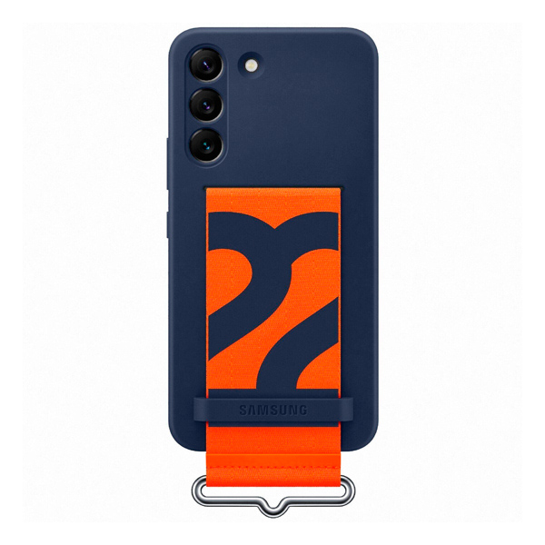 Чехол накладка Samsung S906 Galaxy S22 Plus Silicone Cover with Strap Navy (EF-GS906TNEGRU)