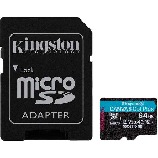 Карта памяти Kingston 64 GB microSDXC class 10 UHS-I U3 Canvas Go! Plus SDCG3/64GB