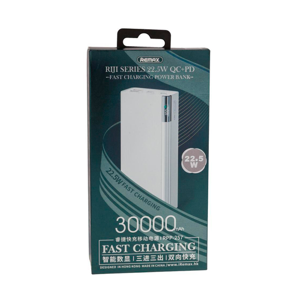 Зовнішній акумулятор Remax Riji Series 20W+22.5W Fast Charging RPP-257 30000mAh White