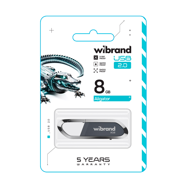 Флешка Wibrand 8GB Aligator USB 2.0 Grey (WI2.0/AL8U7G)