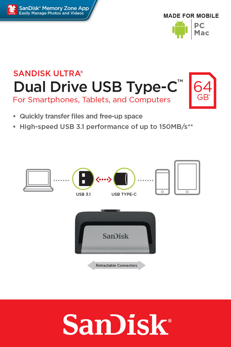 Флеш-пам'ять (накопичувач USB) USB-C 64GB SDDDC2-064G-G46 SANDISK