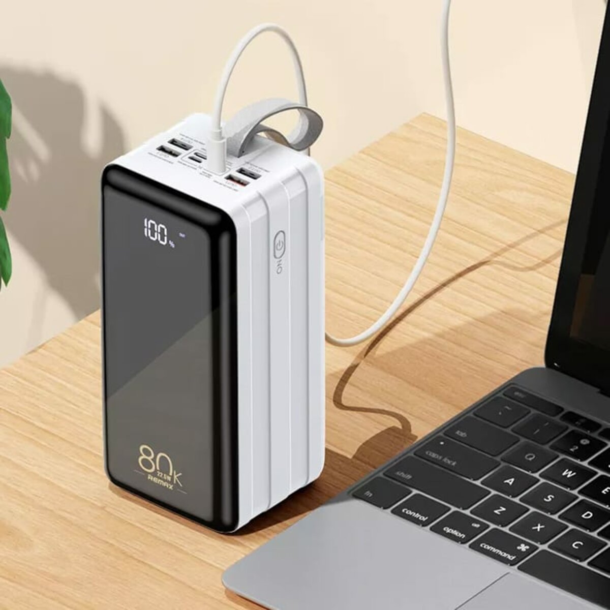 Зовнішній акумулятор REMAX Chinen Series 22.5W  PD+QC  Multi-compatible Fast Charging Power Bank with LED Light  80000mAh RPP-291 White