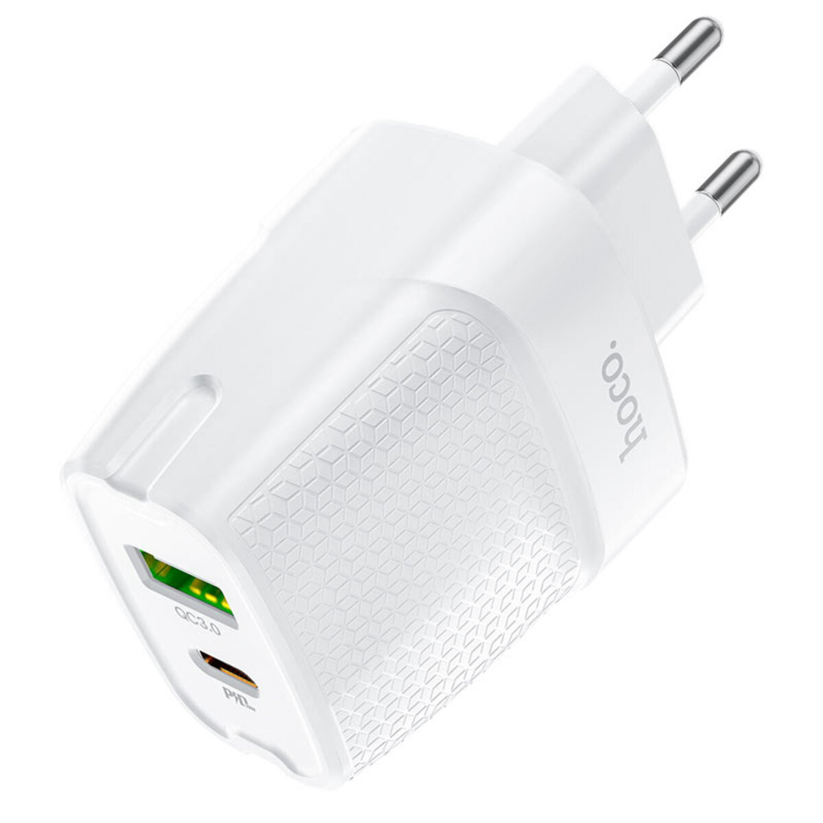 Мережевий зарядний пристрій HOCO C85A Bright dual port PD20W+QC3.0 charger White