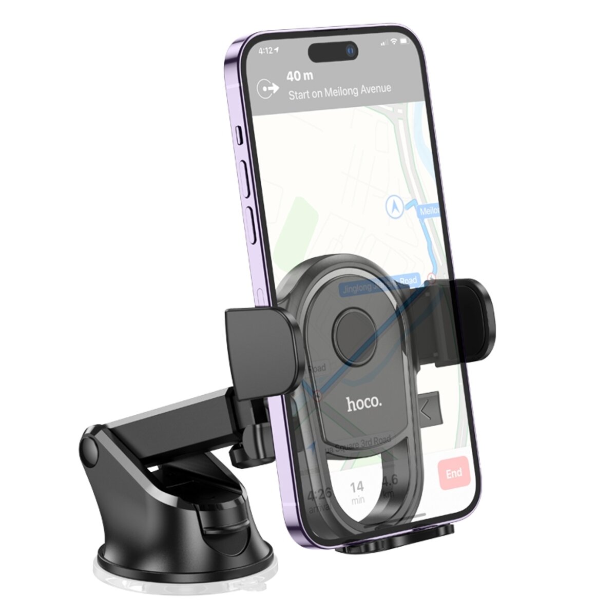 Автотримач для телефона HOCO H5 Integrity one-key car holder(center console) Black