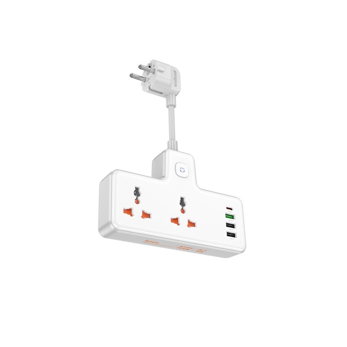 Мережевий подовжувач HOCO  AC12A Reise 2-position expansion socket(PD30W/1C3A) White