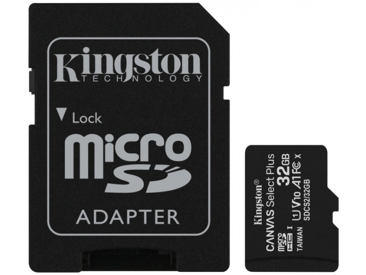 microSDHC (UHS-1) Kingston Canvas Select Plus 32Gb class 10 А1 (R-100MB/s) (adapter SD)