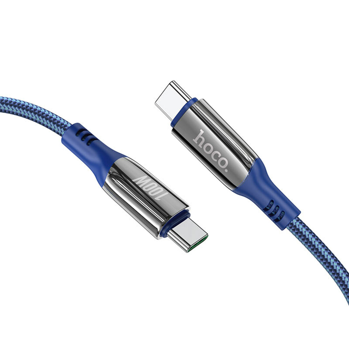 Кабель HOCO S51 Type-C to Type-C 100W, 1.2m, nylon, zinc+TPE connectors, Blue