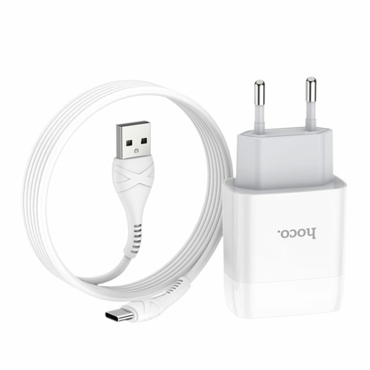 Мережевий зарядний пристрій HOCO C73A Glorious dual port charger set(Type-C) 12W White