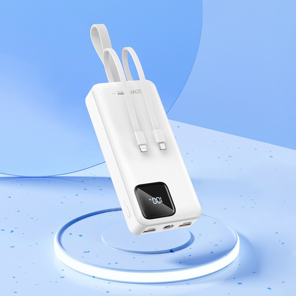 Зовнішній акумулятор REMAX Suji Series PD 20W+QC 22.5W  Fast Charging Cabled Power Bank 30000mAh  RPP-550 White