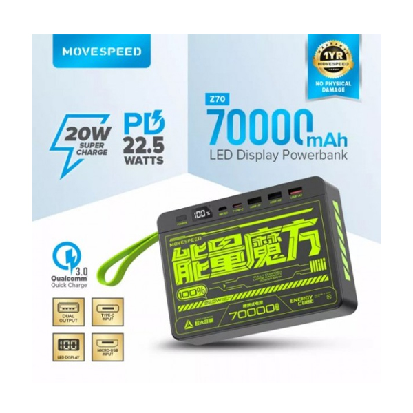 Зовнішній акумулятор Movespeed Z70 22.5W 70000 mAh (Z70-22K)