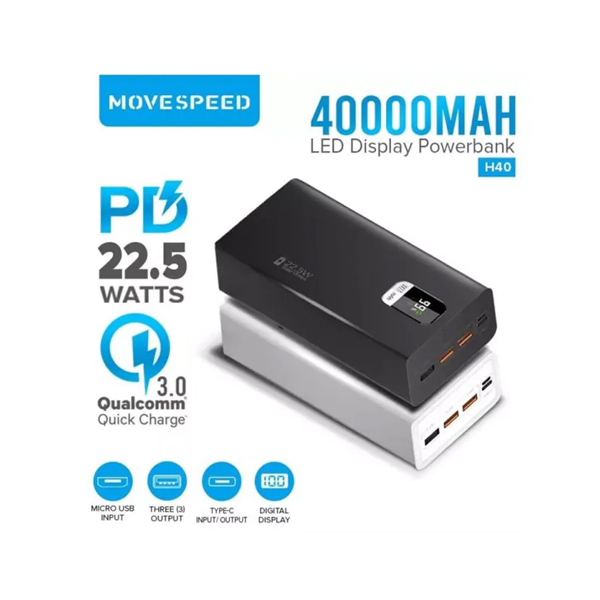 Зовнішній акумулятор Movespeed H40 40000 mAh 22.5W (H40-22W)