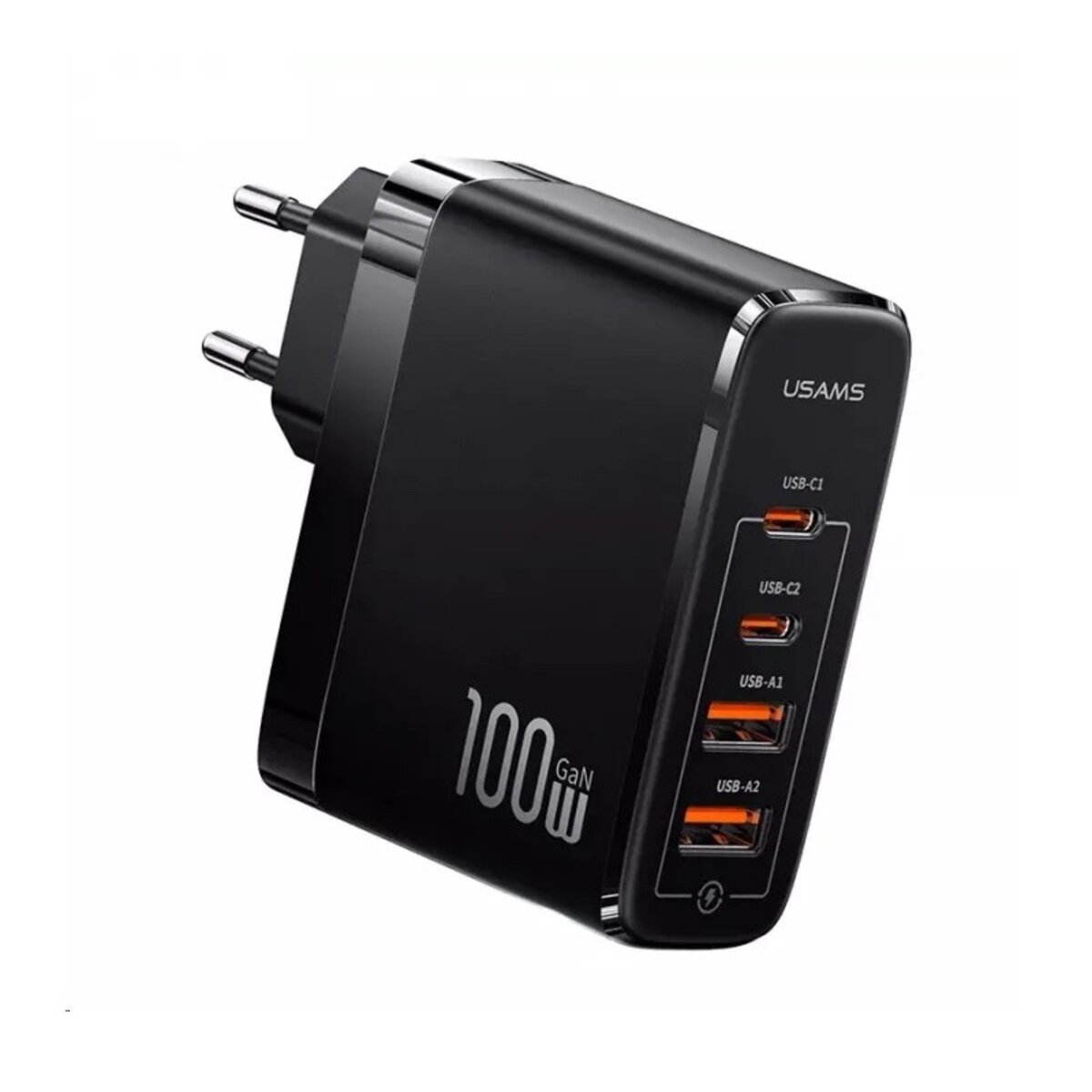 Мережевий зарядний пристрій Usams US-CC145 T44 100W 4 Ports GaN Fast  2A+2C Charger (EU) Black